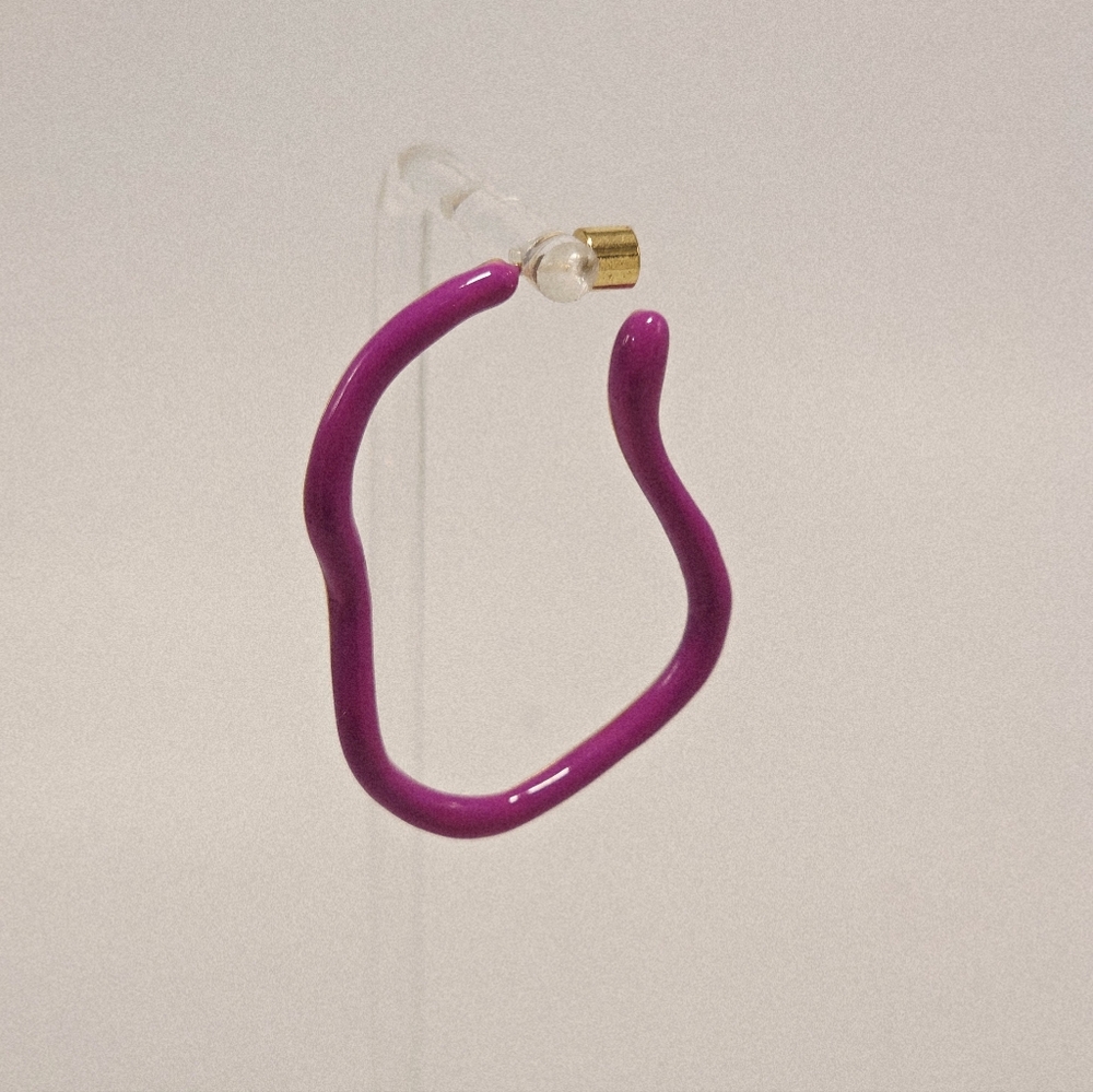 Emma Pills Single OBSESSION HOOPS Earrings 14k Goldplated 2x1.5" Lilac Color New